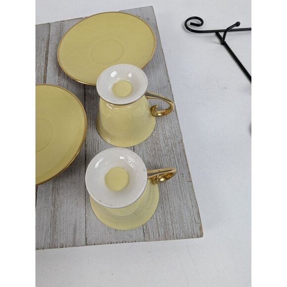 Flintridge Sylvan China Small Espresso Cups Saucers Set 4 California Yellow Gold - Picture 4 of 9